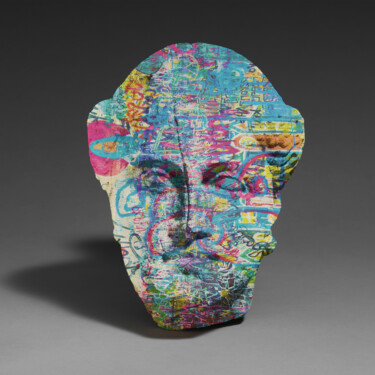 Pintura intitulada "Statue Head With Gr…" por Tony Rubino, Obras de arte originais, Acrílico Montado em Armação em madeira