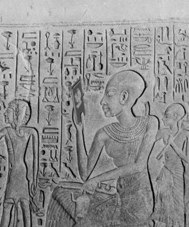 Painting titled "Egyptian Hieroglyph…" by Tony Rubino, Original Artwork, Acrylic Mounted on Wood Stretcher frame