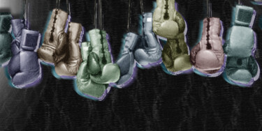 Painting titled "Boxing Gloves" by Tony Rubino, Original Artwork, Acrylic Mounted on Wood Stretcher frame