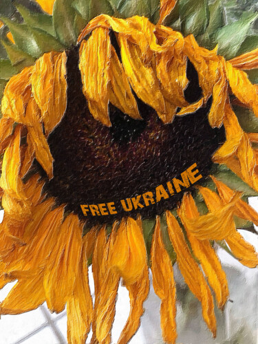 Картина под названием "Support Free Ukrain…" - Tony Rubino, Подлинное произведение искусства, Акрил Установлен на Деревянная…