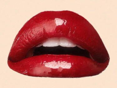 Malerei mit dem Titel "Sexy Lip Mouth Lips…" von Tony Rubino, Original-Kunstwerk, Acryl Auf Keilrahmen aus Holz montiert