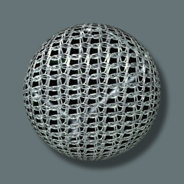 Painting titled "Chain Mail Armor Orb" by Tony Rubino, Original Artwork, Acrylic Mounted on Wood Stretcher frame