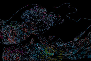 Ζωγραφική με τίτλο "Great Wave Japanese…" από Tony Rubino, Αυθεντικά έργα τέχνης, Ακρυλικό Τοποθετήθηκε στο Ξύλινο φορείο σκ…