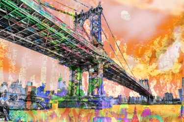 Картина под названием "New York City Manha…" - Tony Rubino, Подлинное произведение искусства, Акрил Установлен на Деревянная…
