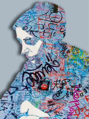 Картина под названием "Woman With Graffiti…" - Tony Rubino, Подлинное произведение искусства, Акрил Установлен на Деревянная…