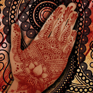 Pintura intitulada "Henna Indian Beauty" por Tony Rubino, Obras de arte originais, Acrílico Montado em Armação em madeira