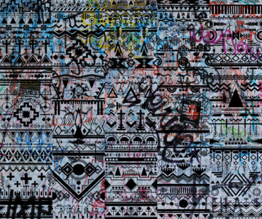 Картина под названием "Graffiti Abstract" - Tony Rubino, Подлинное произведение искусства, Акрил Установлен на Деревянная ра…