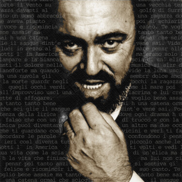 Ζωγραφική με τίτλο "Luciano Pavarotti" από Tony Rubino, Αυθεντικά έργα τέχνης, Ακρυλικό Τοποθετήθηκε στο Ξύλινο φορείο σκελε…