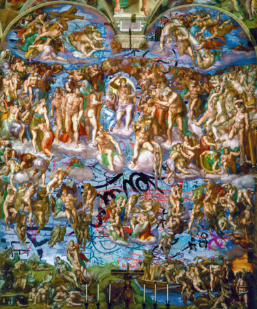 Malarstwo zatytułowany „Michelangelo Ceilin…” autorstwa Tony Rubino, Oryginalna praca, Akryl Zamontowany na Drewniana rama n…