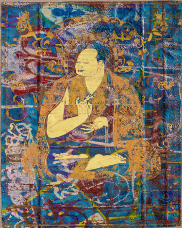 Картина под названием "Yoga Mandala Buddha…" - Tony Rubino, Подлинное произведение искусства, Акрил Установлен на Деревянная…