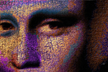 Painting titled "Mona Lisa Eyes" by Tony Rubino, Original Artwork, Acrylic Mounted on Wood Stretcher frame