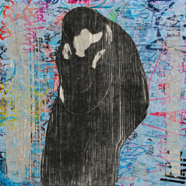Pintura titulada "The Kiss Munch Graf…" por Tony Rubino, Obra de arte original, Acrílico Montado en Bastidor de camilla de m…