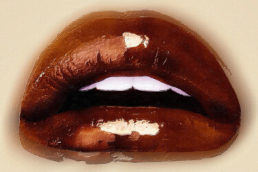 Painting titled "Dark Sexy Lip Messy…" by Tony Rubino, Original Artwork, Acrylic Mounted on Wood Stretcher frame