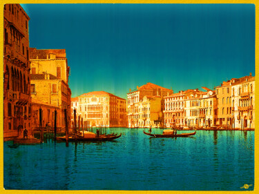 Painting titled "Venice Italy Vintag…" by Tony Rubino, Original Artwork, Acrylic Mounted on Wood Stretcher frame