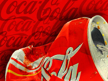 Schilderij getiteld "Coca-Cola Can Crush…" door Tony Rubino, Origineel Kunstwerk, Acryl Gemonteerd op Frame voor houten bran…