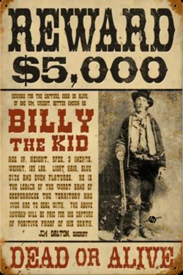 Pittura intitolato "Billy The Kid Mug S…" da Tony Rubino, Opera d'arte originale, Acrilico Montato su Telaio per barella in…