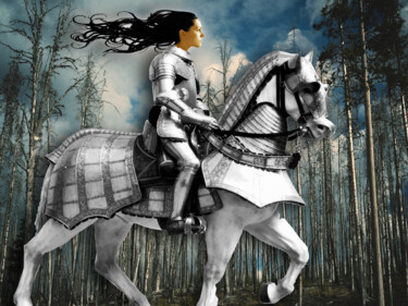 Картина под названием "Woman Women Knight…" - Tony Rubino, Подлинное произведение искусства, Акрил Установлен на Деревянная…