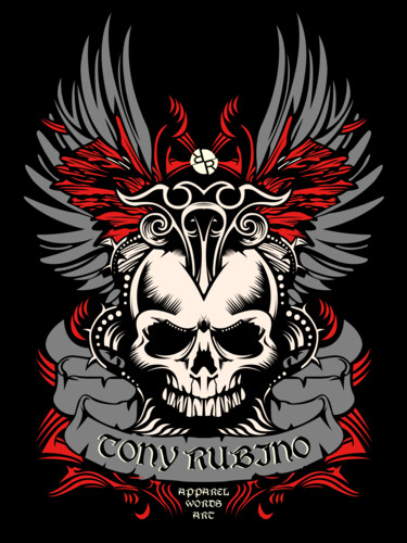 Malarstwo zatytułowany „Rubino Brand Skull…” autorstwa Tony Rubino, Oryginalna praca, Akryl Zamontowany na Drewniana rama no…