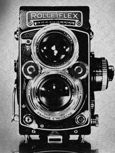 Ζωγραφική με τίτλο "Smile Camera Vintag…" από Tony Rubino, Αυθεντικά έργα τέχνης, Ακρυλικό Τοποθετήθηκε στο Ξύλινο φορείο σκ…