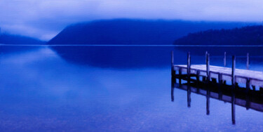 Pintura titulada "Blue Dock Sunset Su…" por Tony Rubino, Obra de arte original, Acrílico Montado en Bastidor de camilla de m…