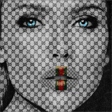 Pintura titulada "Gucci Woman Drawing" por Tony Rubino, Obra de arte original, Acrílico Montado en Bastidor de camilla de ma…
