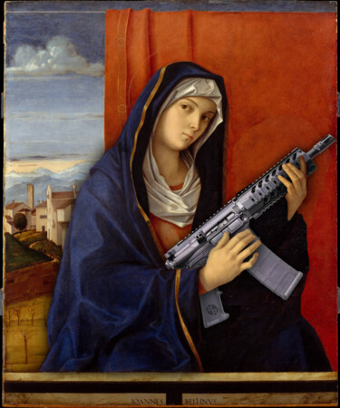 Pittura intitolato "Guns Weapon Paintin…" da Tony Rubino, Opera d'arte originale, Acrilico Montato su Telaio per barella in…