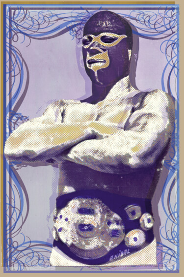 Painting titled "Mexican Wrestler Lu…" by Tony Rubino, Original Artwork, Acrylic Mounted on Wood Stretcher frame