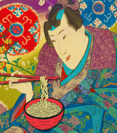 "Rubino Samurai Eats…" başlıklı Tablo Tony Rubino tarafından, Orijinal sanat, Akrilik Ahşap Sedye çerçevesi üzerine monte ed…