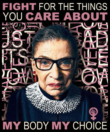 Digital Arts titled "Ruth Bader Ginsburg…" by Tony Rubino, Original Artwork, Acrylic Mounted on Wood Stretcher frame