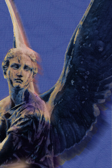 Collages titled "Angel in Blue and G…" by Tony Rubino, Original Artwork, Digital Painting Mounted on Wood Stretcher frame