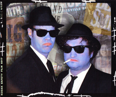 Arts numériques intitulée "Blues Brothers Sepia" par Tony Rubino, Œuvre d'art originale, Peinture numérique Monté sur Châssi…