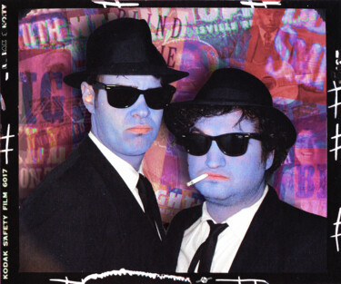 Digitale Kunst mit dem Titel "Blues Brothers Red" von Tony Rubino, Original-Kunstwerk, Digitale Malerei Auf Keilrahmen aus H…