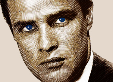 Artes digitais intitulada "Young Marlon Brando…" por Tony Rubino, Obras de arte originais, Pintura digital Montado em Armaçã…
