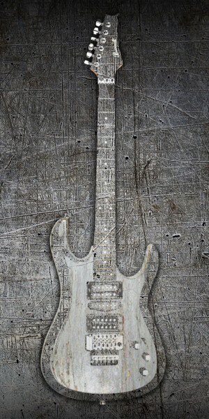 Collagen mit dem Titel "Steel Guitar Electr…" von Tony Rubino, Original-Kunstwerk, Digitale Malerei Auf Keilrahmen aus Holz…
