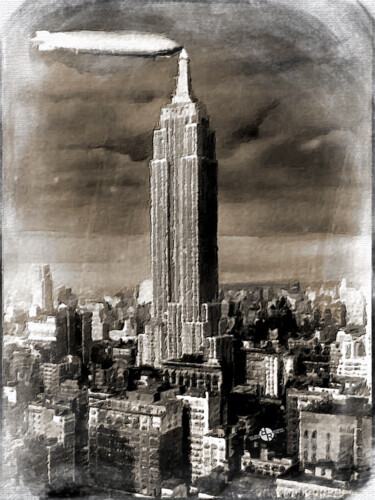 Collagen mit dem Titel "Empire State Buildi…" von Tony Rubino, Original-Kunstwerk, Collagen Auf Keilrahmen aus Holz montiert