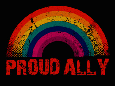 Kolaże zatytułowany „Pride LBGTQ Rainbow…” autorstwa Tony Rubino, Oryginalna praca, Kolaże Zamontowany na Drewniana rama nos…