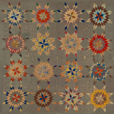 Kolaże zatytułowany „Abstract Quilt” autorstwa Tony Rubino, Oryginalna praca, Kolaże Zamontowany na Drewniana rama noszy