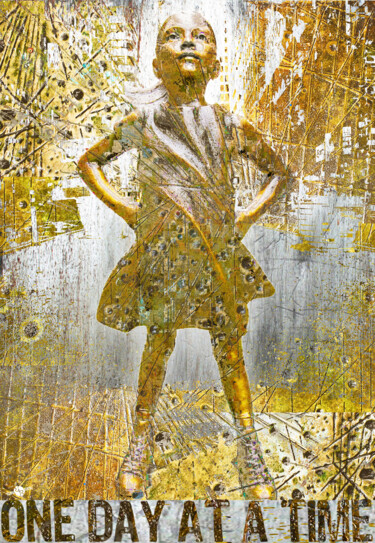 Collagen mit dem Titel "One Day At A Time A…" von Tony Rubino, Original-Kunstwerk, Collagen Auf Keilrahmen aus Holz montiert