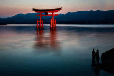 Arte digital titulada "Asian Lake Structure" por Tony Rubino, Obra de arte original, Pintura Digital Montado en Bastidor de…