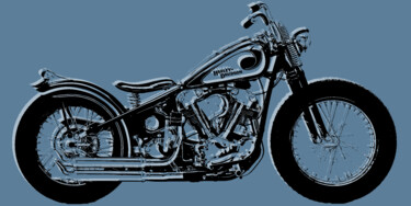 Κολάζ με τίτλο "Harley Davidson" από Tony Rubino, Αυθεντικά έργα τέχνης, Κολάζ Τοποθετήθηκε στο Ξύλινο φορείο σκελετό