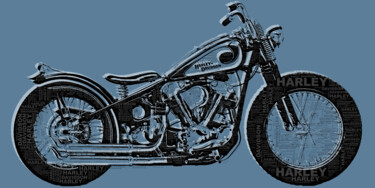 Κολάζ με τίτλο "Harley Davidson And…" από Tony Rubino, Αυθεντικά έργα τέχνης, Κολάζ Τοποθετήθηκε στο Ξύλινο φορείο σκελετό