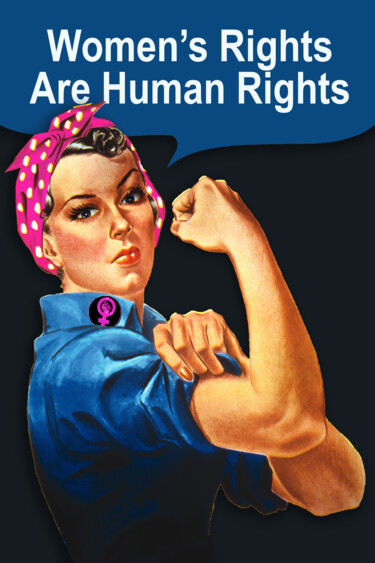 Colagens intitulada "Rosie Women's Right…" por Tony Rubino, Obras de arte originais, Litografia Montado em Armação em madeira
