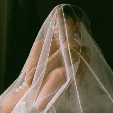 "Veiled Woman 2" başlıklı Tablo Tony Rubino tarafından, Orijinal sanat, Akrilik Ahşap Sedye çerçevesi üzerine monte edilmiş
