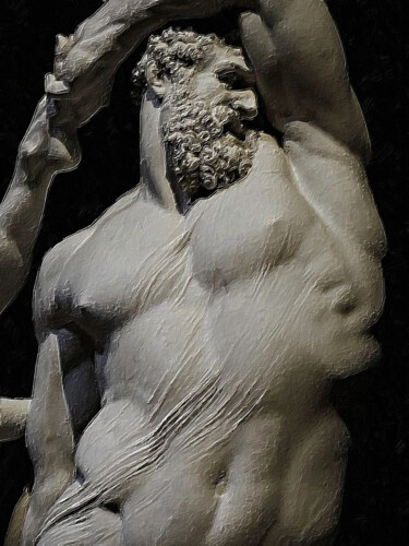 Painting titled "Zeus Statue" by Tony Rubino, Original Artwork, Acrylic Mounted on Wood Stretcher frame