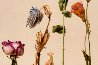 Schilderij getiteld "Dead Flowers" door Tony Rubino, Origineel Kunstwerk, Acryl Gemonteerd op Frame voor houten brancard