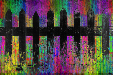 Картина под названием "Black Fence 34" - Tony Rubino, Подлинное произведение искусства, Акрил Установлен на Деревянная рама…