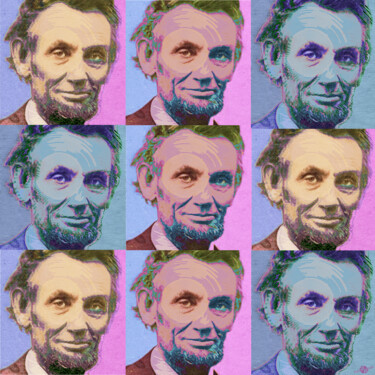 Painting titled "Abe Lincoln Smiles…" by Tony Rubino, Original Artwork, Acrylic Mounted on Wood Stretcher frame