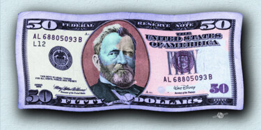 Картина под названием "Pop 50 Dollar Bill…" - Tony Rubino, Подлинное произведение искусства, Акрил Установлен на Деревянная…