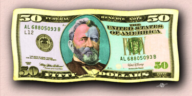 "50 Dollar Bill In T…" başlıklı Tablo Tony Rubino tarafından, Orijinal sanat, Akrilik Ahşap Sedye çerçevesi üzerine monte ed…