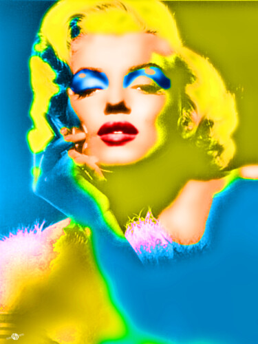 「Marilyn Monroe Pop」というタイトルの絵画 Tony Rubinoによって, オリジナルのアートワーク, アクリル ウッドストレッチャーフレームにマウント